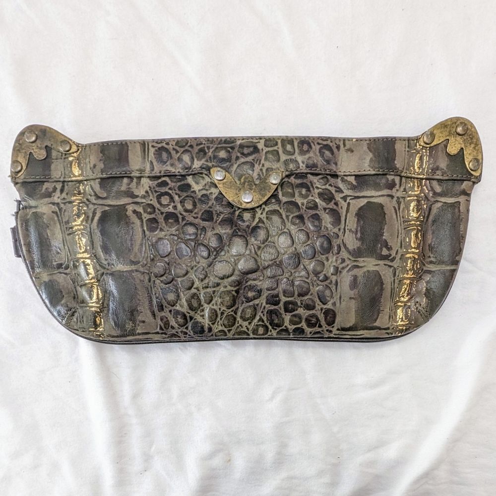 Tulina Leather Wristlet Clutch Reptile